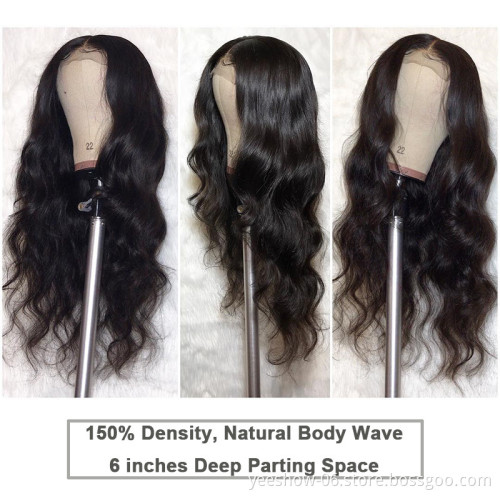 100% Original Lace Wig Frontal Body Wave Brazilian Human Hair Premium Wig Human Hair Transparent 13*4 HD Human Hair Lace Wig